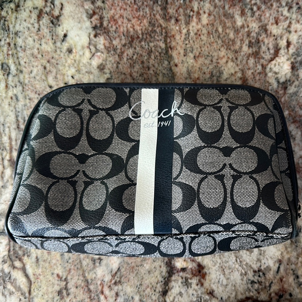 Coach Black and Gray Signature Pouch